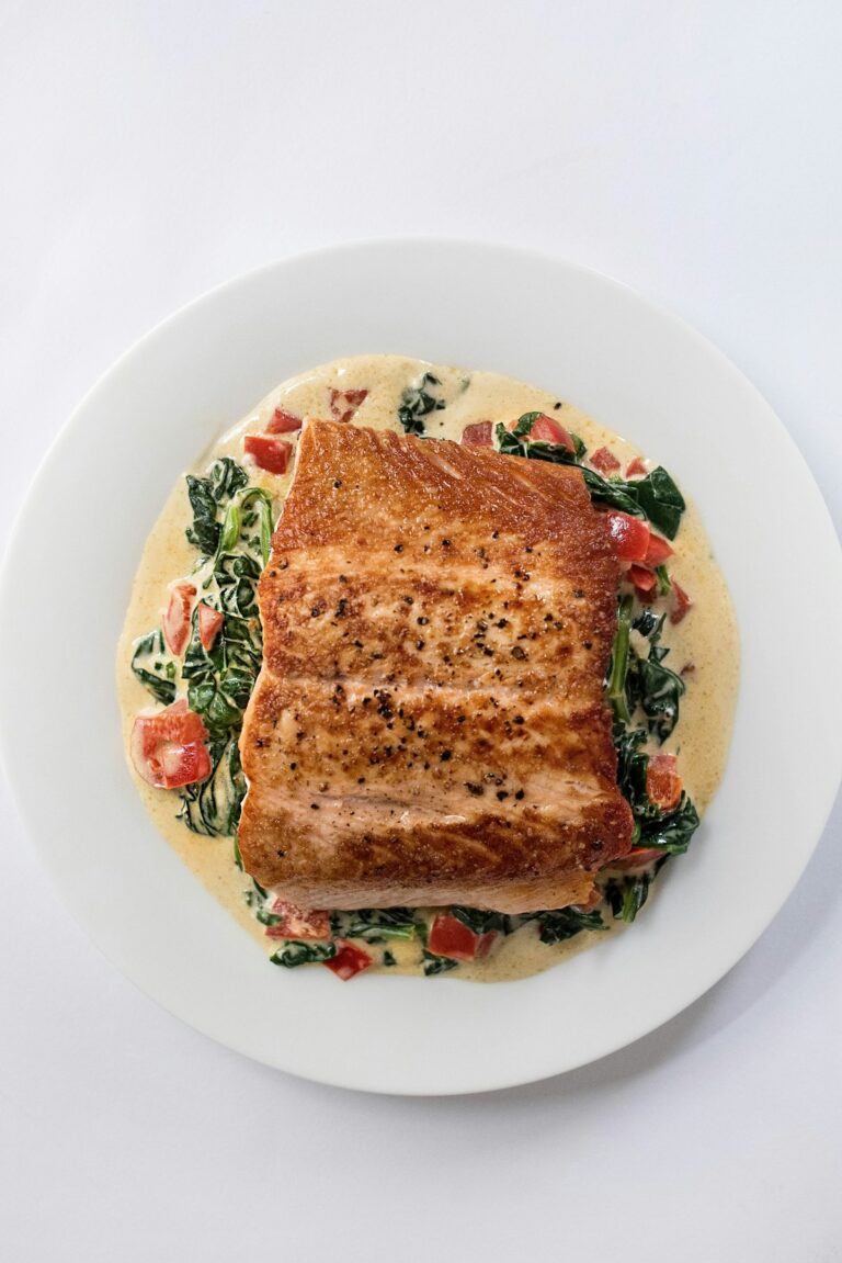 Lachs Florentine für Diabetiker – Lachsfilet mit cremiger Spinat-Sauce